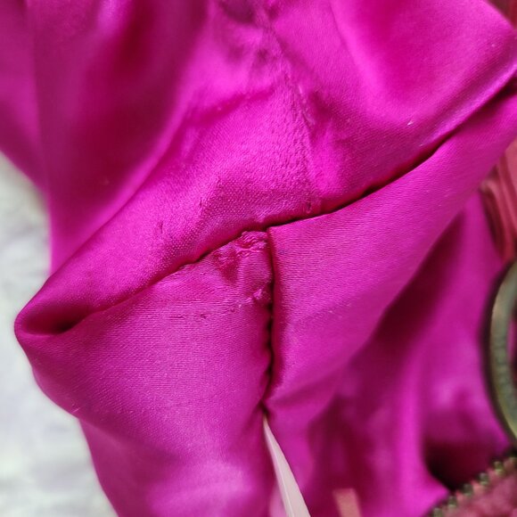 MATTHEW WILLIAMSON Pink Vibrant Round Drawstring Velvet Shoulder Bag - Picture 13 of 14